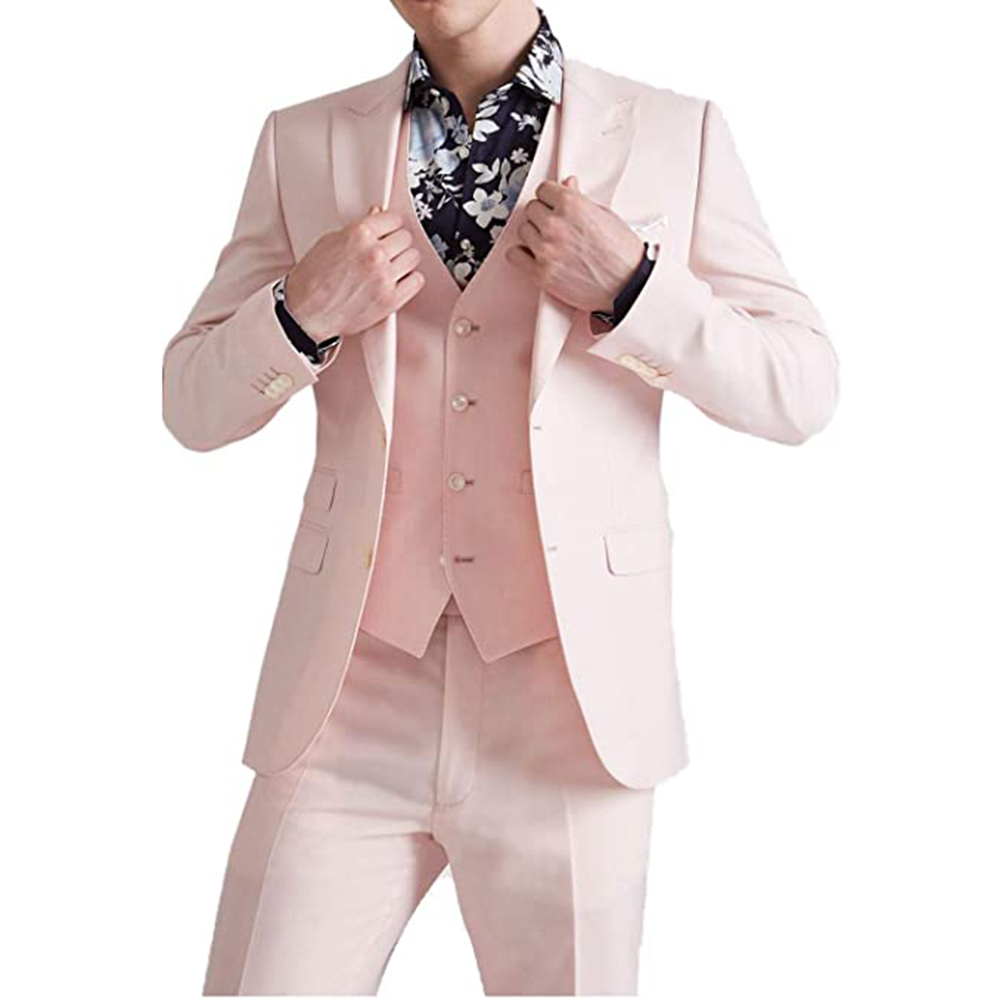 Men Formal Wear Pink - Летний розовый костюм для жениха, приталенный