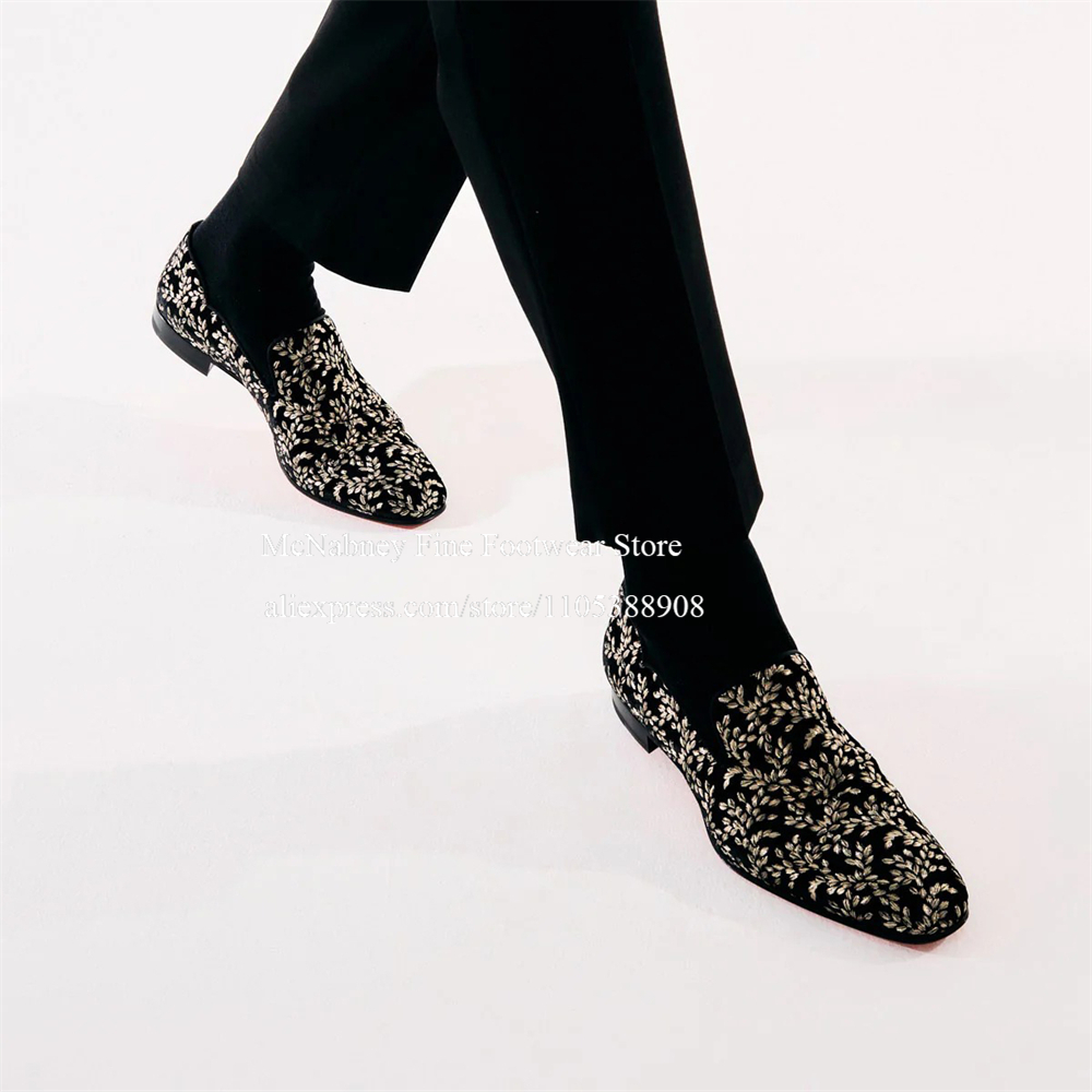 Men'S Formal Party Wear Shoes - Мужские туфли-лоферы из черного шелкового бархата
