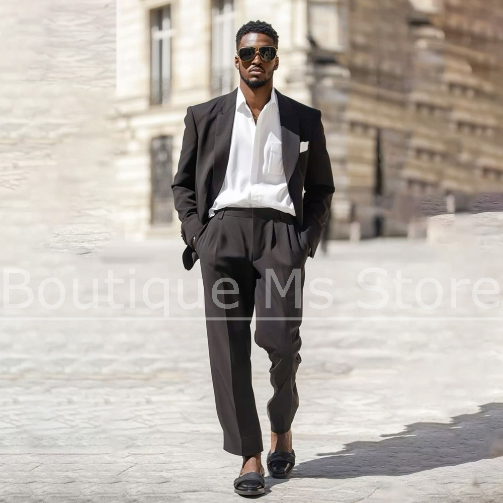 Men'S Formal Evening Wear - Темно-коричневый мужской костюм-двойка однобортный для свадьбы,