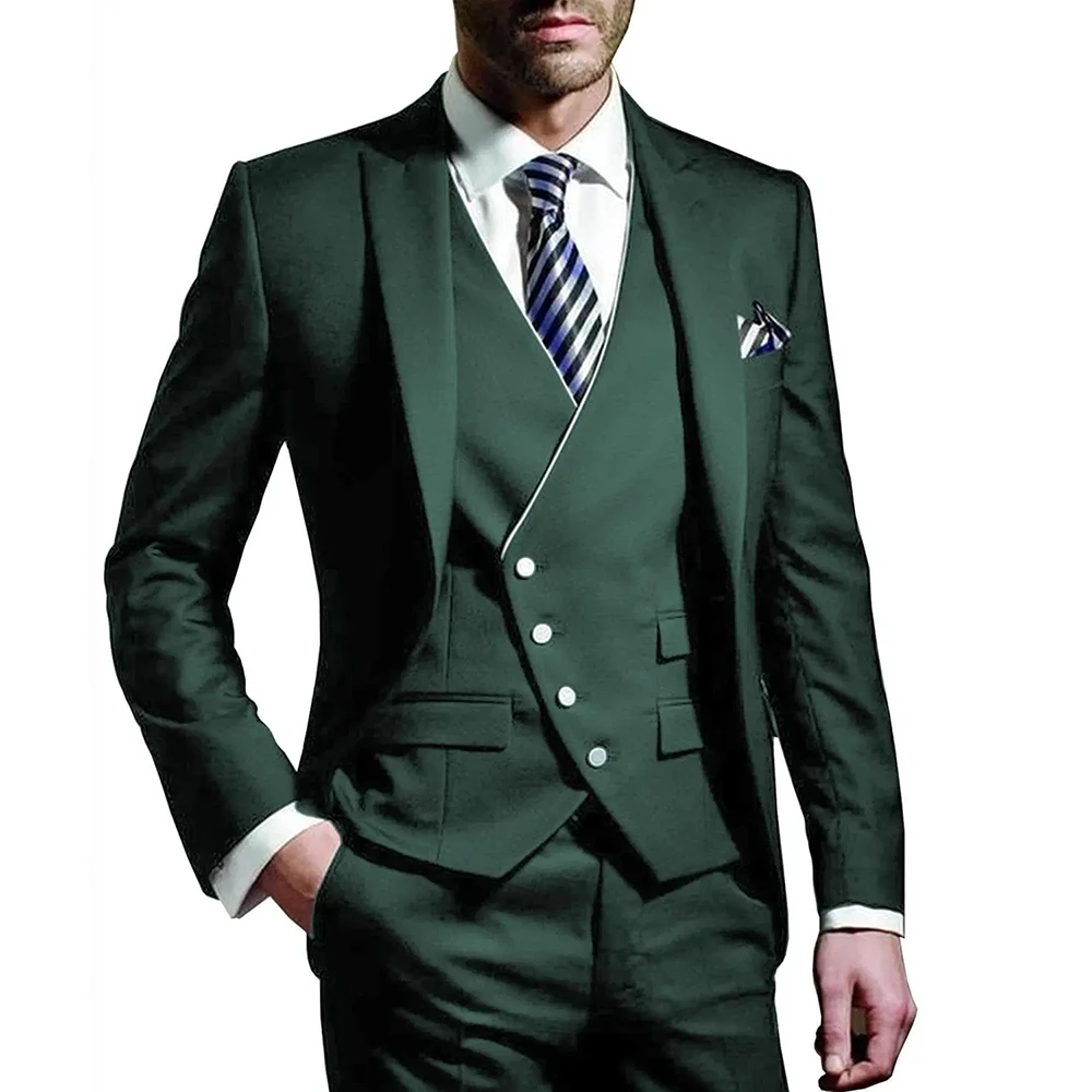 Men'S Formal Evening Wear - Мужской костюм-тройка цвета хаки с пикообразными