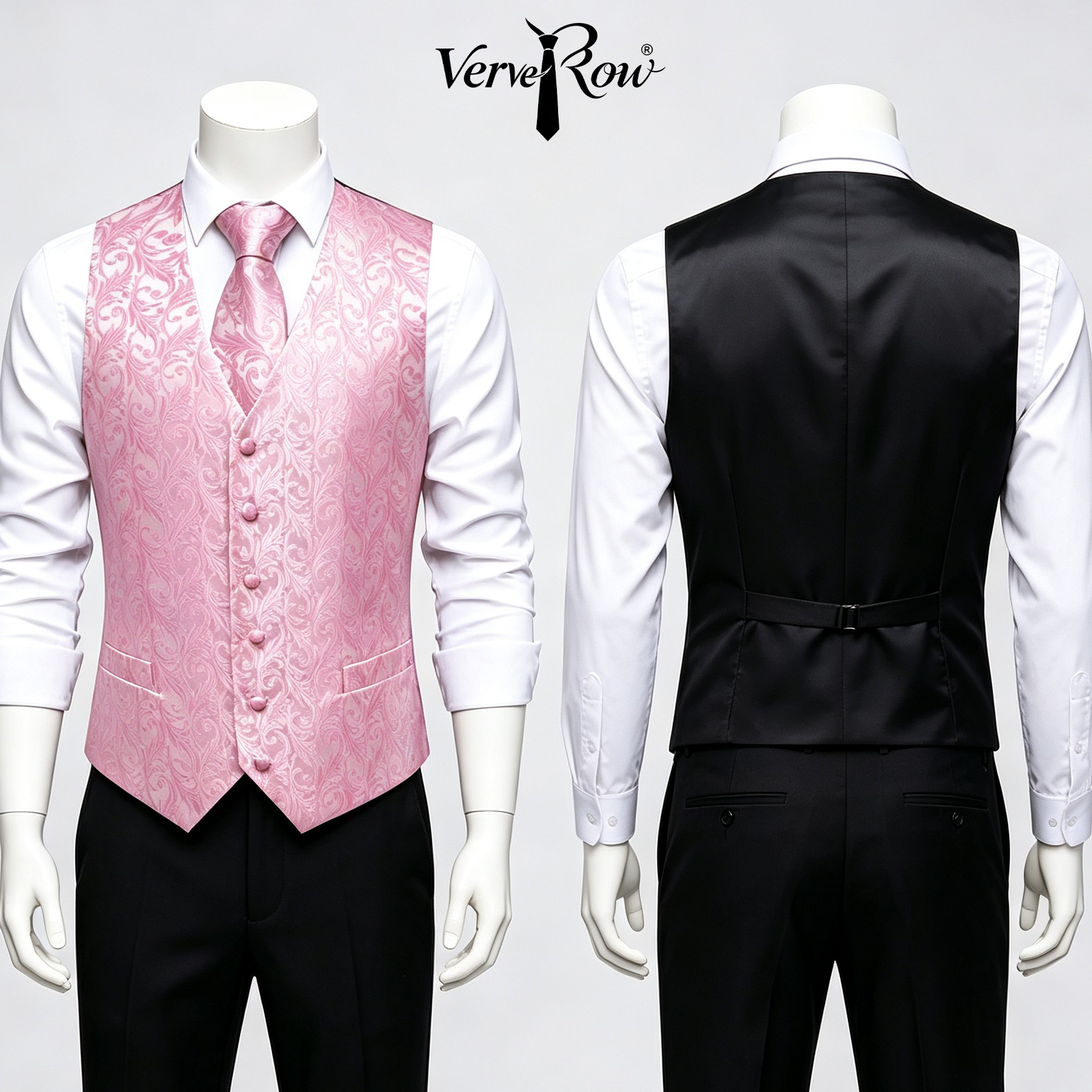 Men Formal Wear Pink - Мужской розовый галстук и платок, комплект