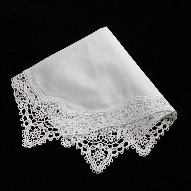 Monogrammed Handkerchief - A009 Белые 100% хлопковые кружевные носовые