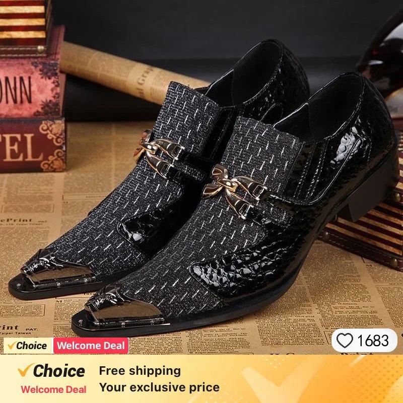 Men'S Formal Party Wear Shoes - Мужские кожаные туфли с металлическим декором