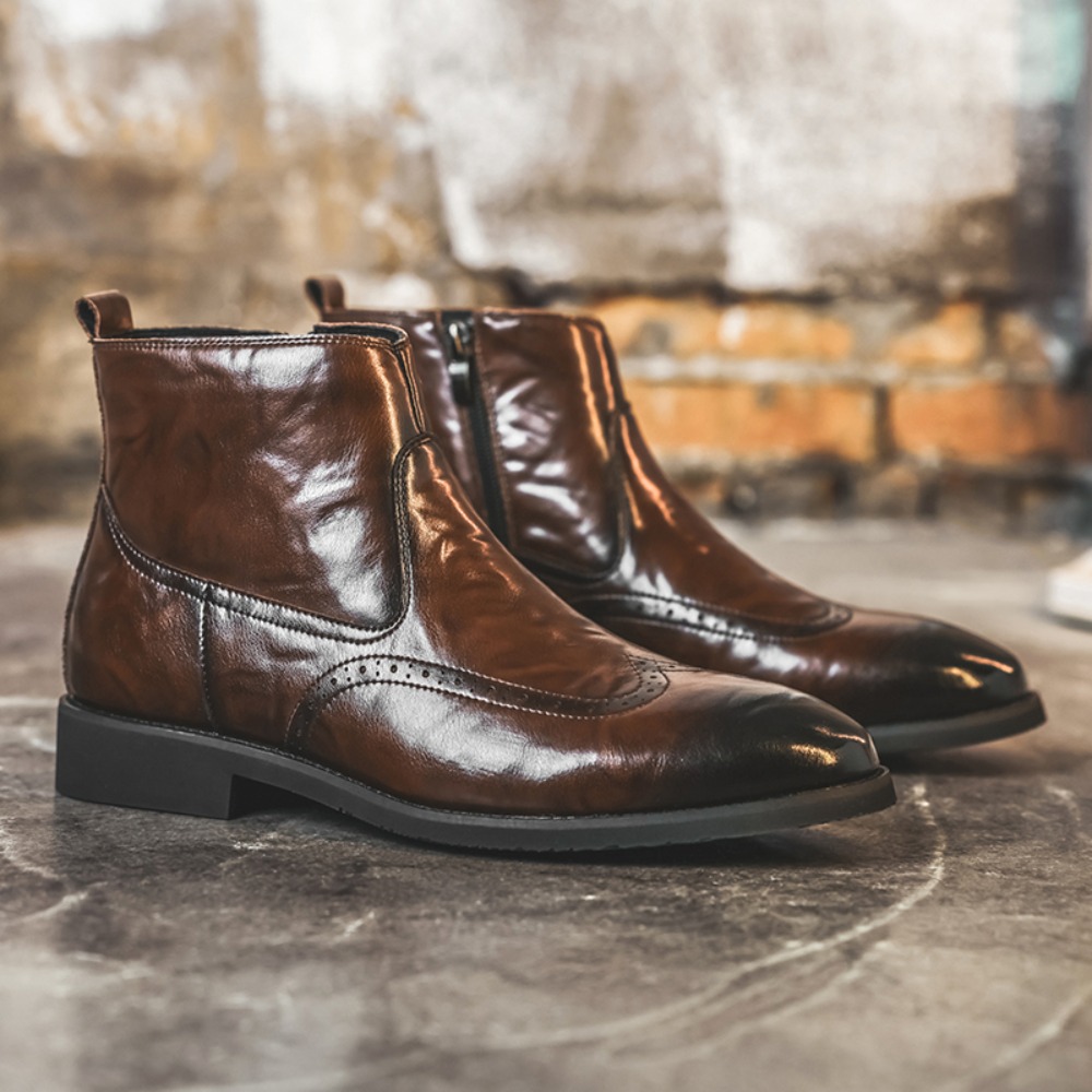 Formal Upper Wear Men - Мужские броги-челси с боковой молнией, кожаным