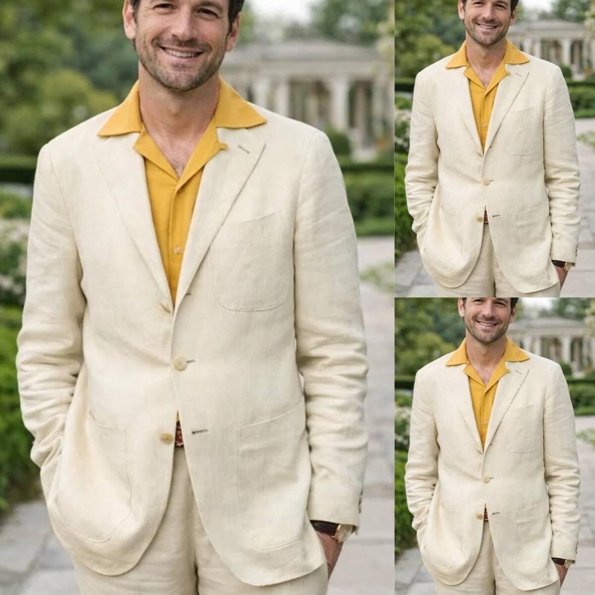 Бежевый льняной мужской костюм – обзор и цена Men'S Relaxed Formal Wear